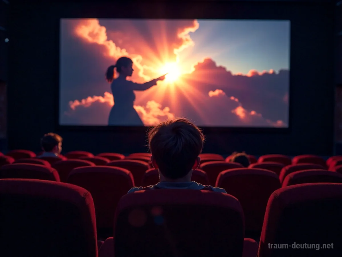Person schaut actionreichen Film im dunklen Kino