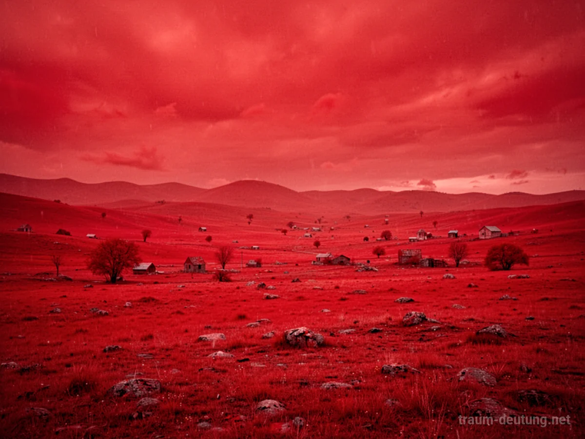 Eine Landschaft, komplett in verschiedenen Rottönen getaucht.