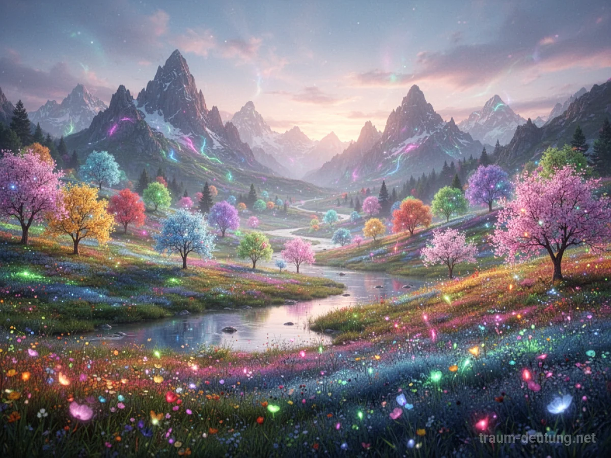 Eine lebendige Landschaft, in der alle Objekte in intensiven, gesättigten Farben erstrahlen.