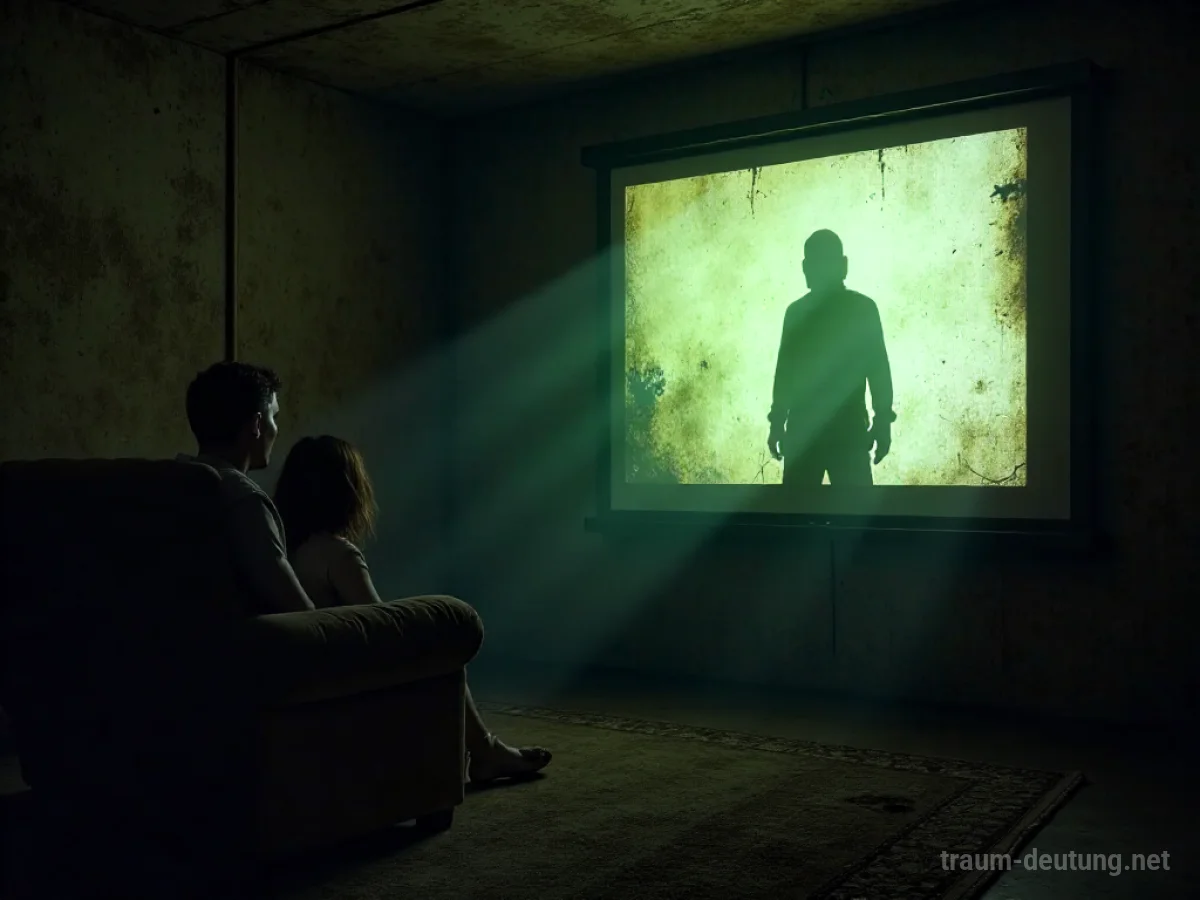 Alter Film läuft auf einer Leinwand in einem dunklen Raum