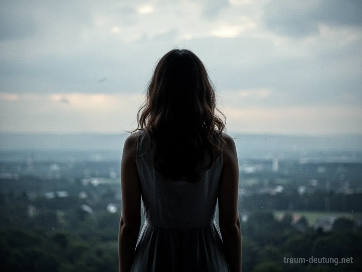 Silhouette einer Frau, die der Kamera den Rücken zuwendet und in die Ferne blickt.