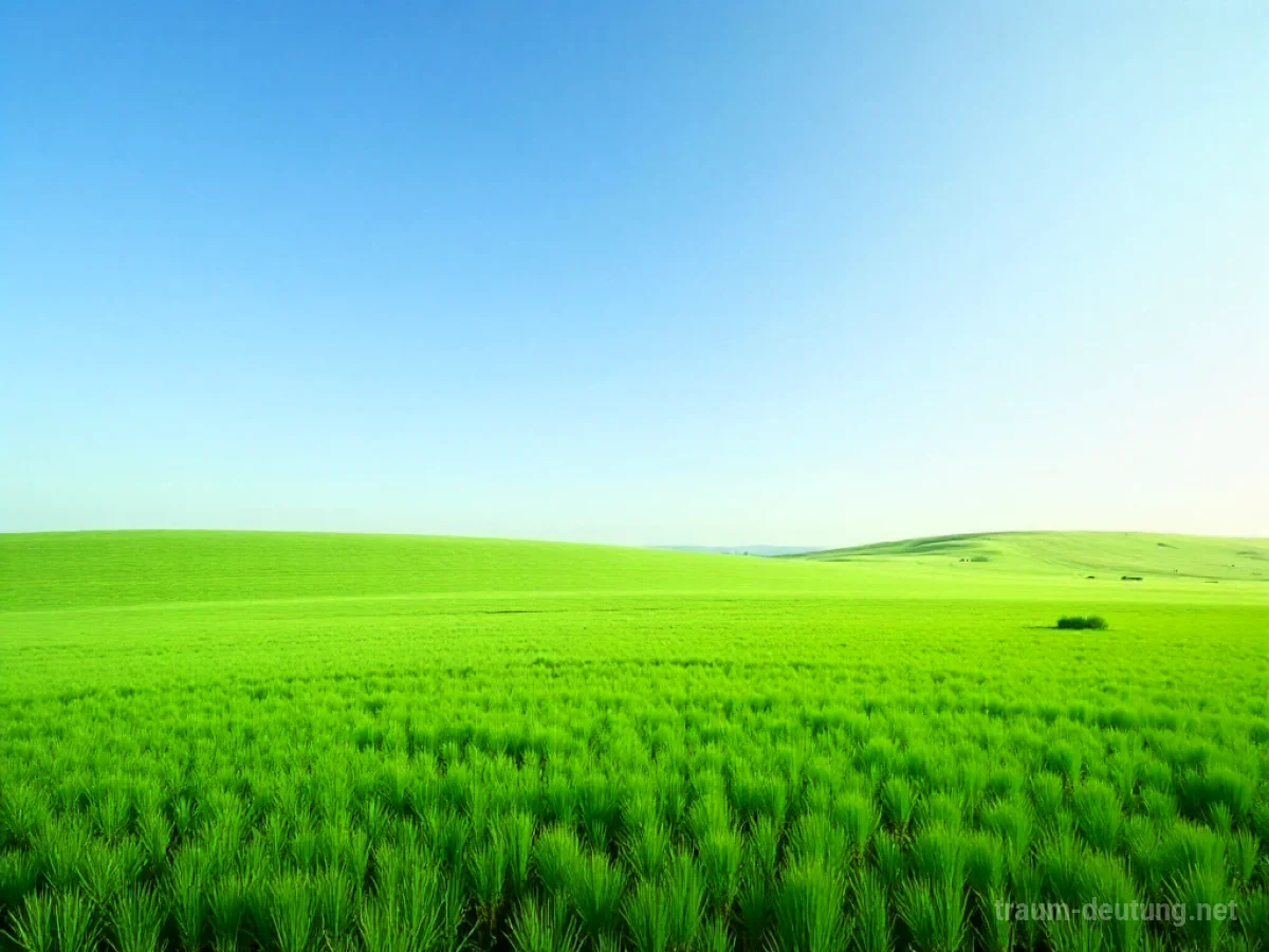 Ein endloses grünes Feld, das sich bis zum Horizont erstreckt.