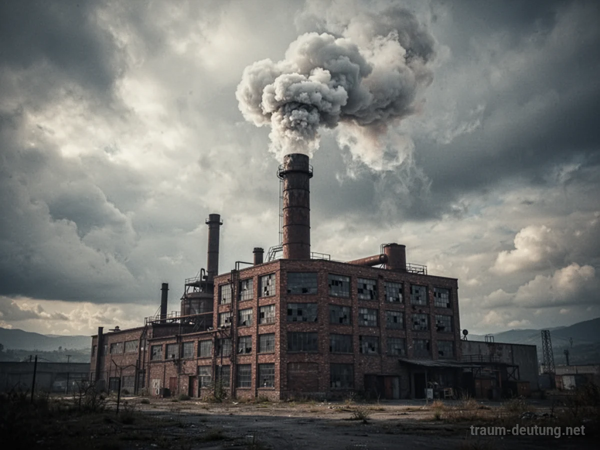 Symbolbild einer Fabrik mit Rauch über einer dramatischen Wolkenlandschaft