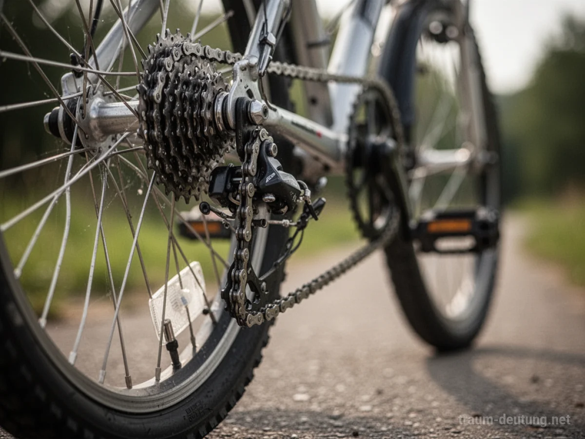Abgesprungene Fahrradkette auf einem Radweg im Freien