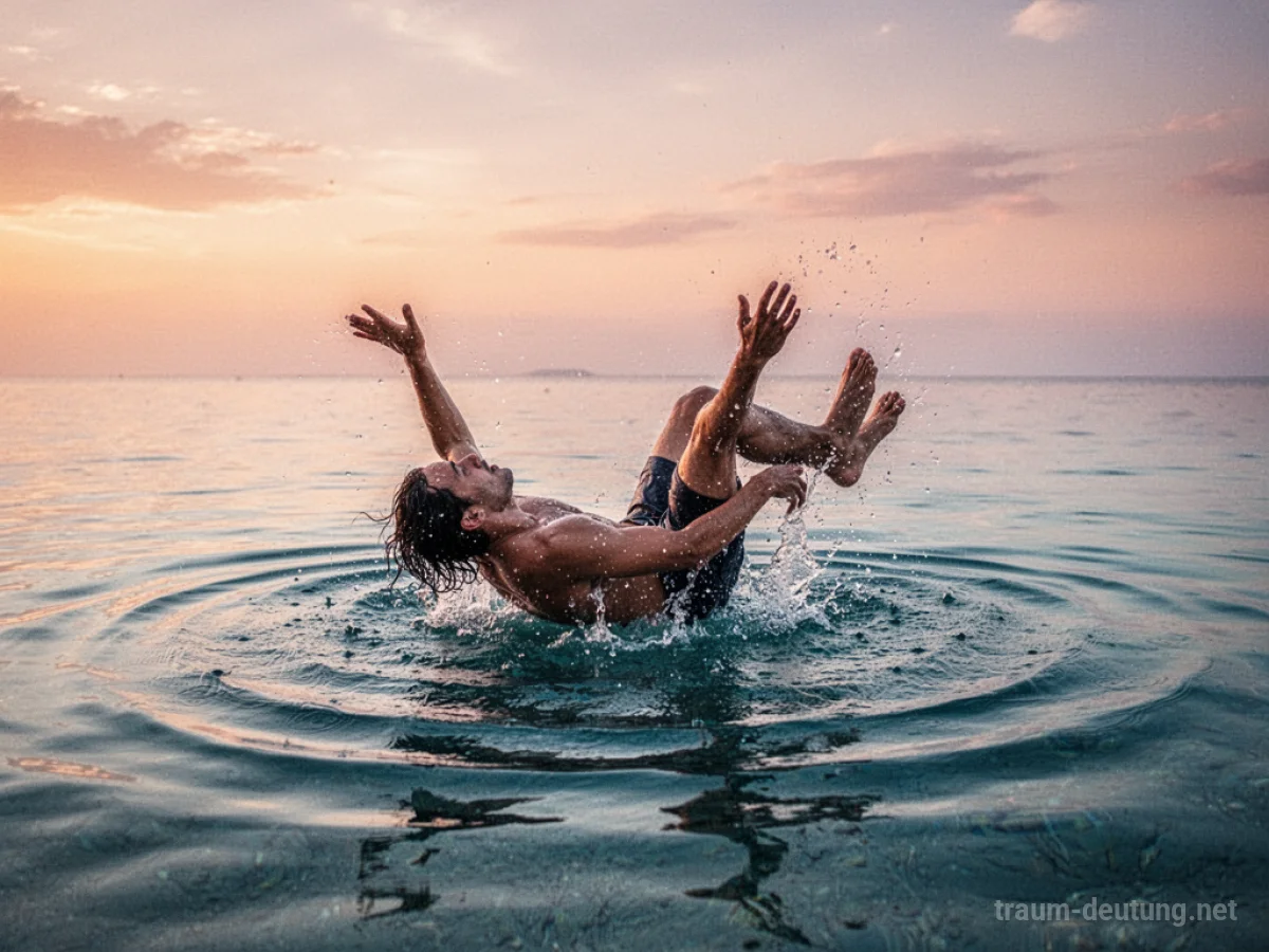 Eine Person fällt in klares blaues Wasser
