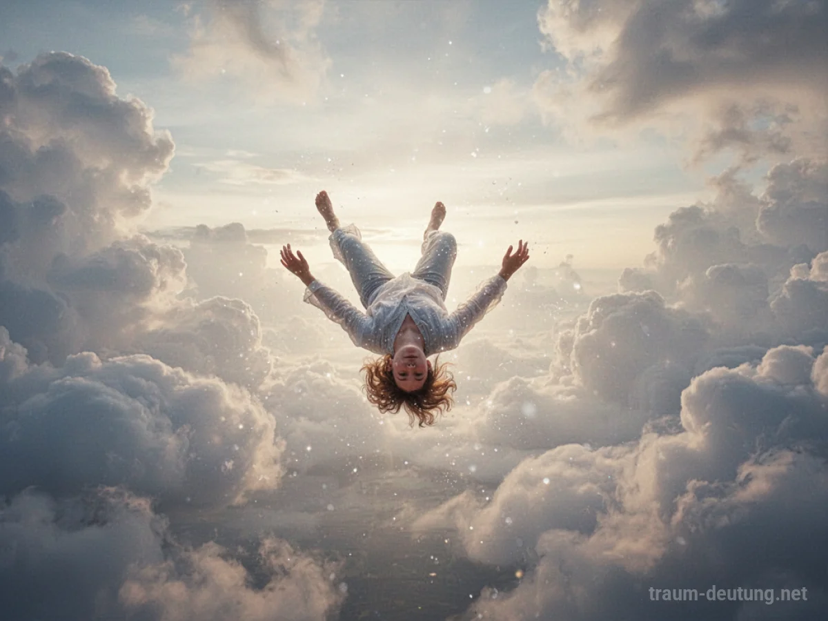Person schwebt nach dem Fallen im Himmel empor