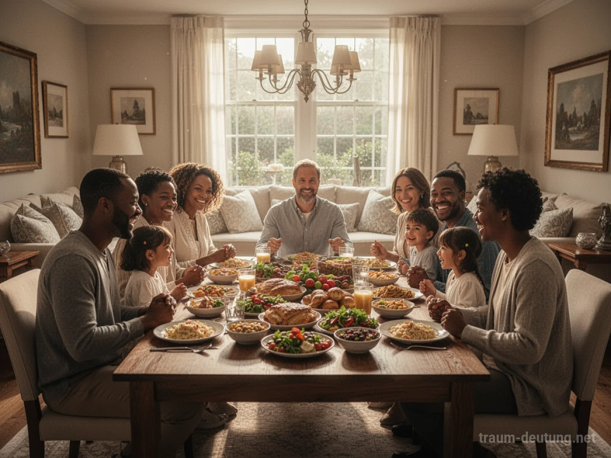 Glückliche Familie versammelt sich in einem wohlhabenden Zuhause.