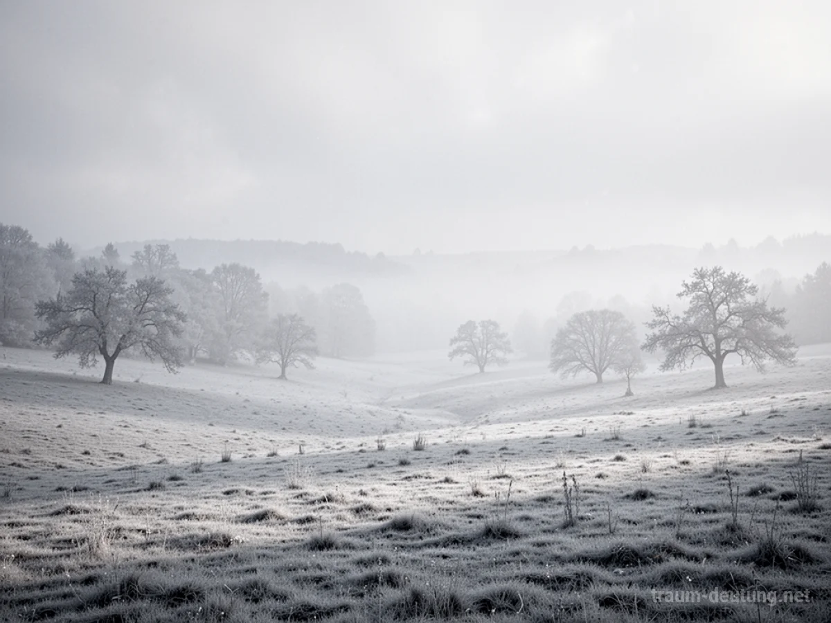 Eine Landschaft, in der die Farben verblassen und grau werden.