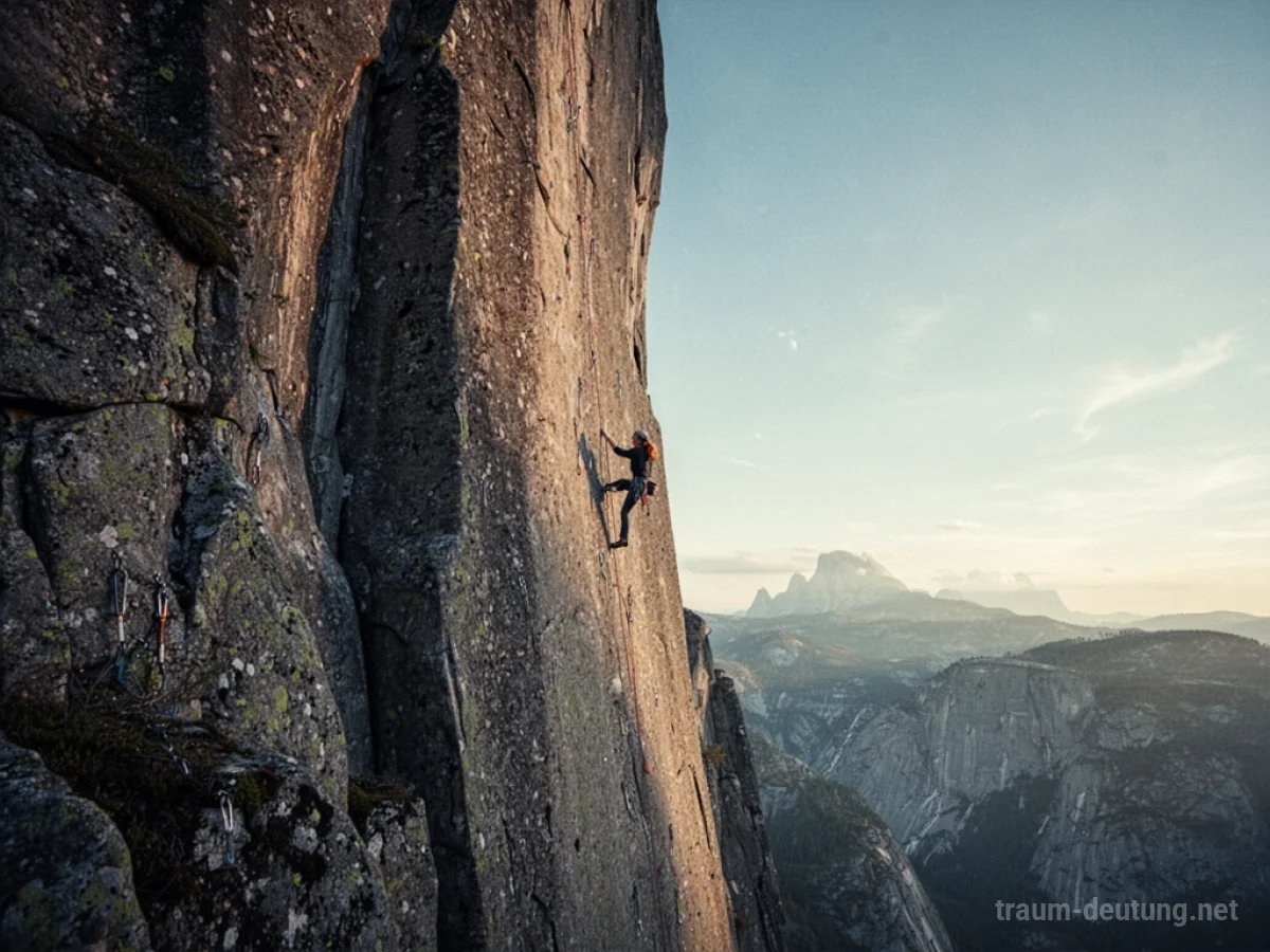 Eine Person erklimmt eine steile Felswand. Die Silhouette des Kletterers hebt sich vom Felsen ab.