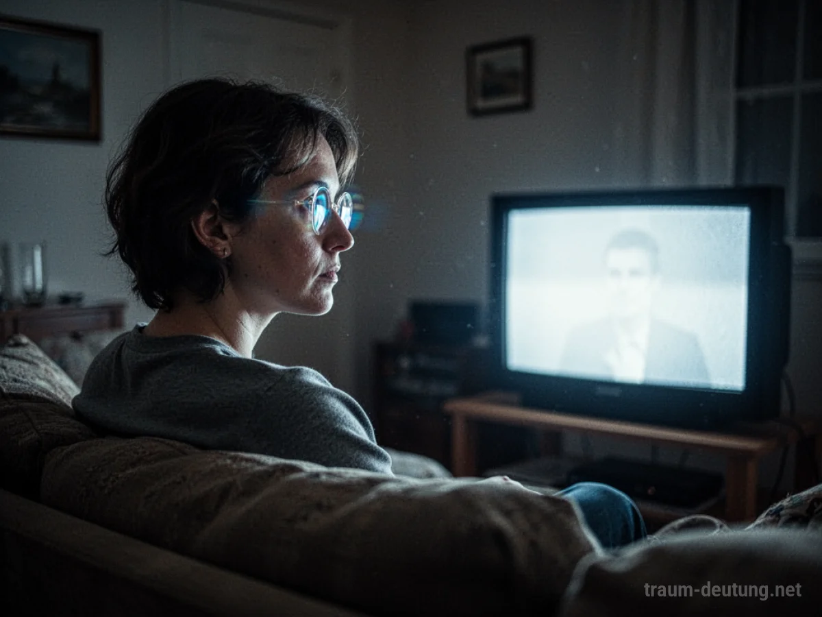 Person schaut auf einen leuchtenden Fernseher in einem dunklen Raum