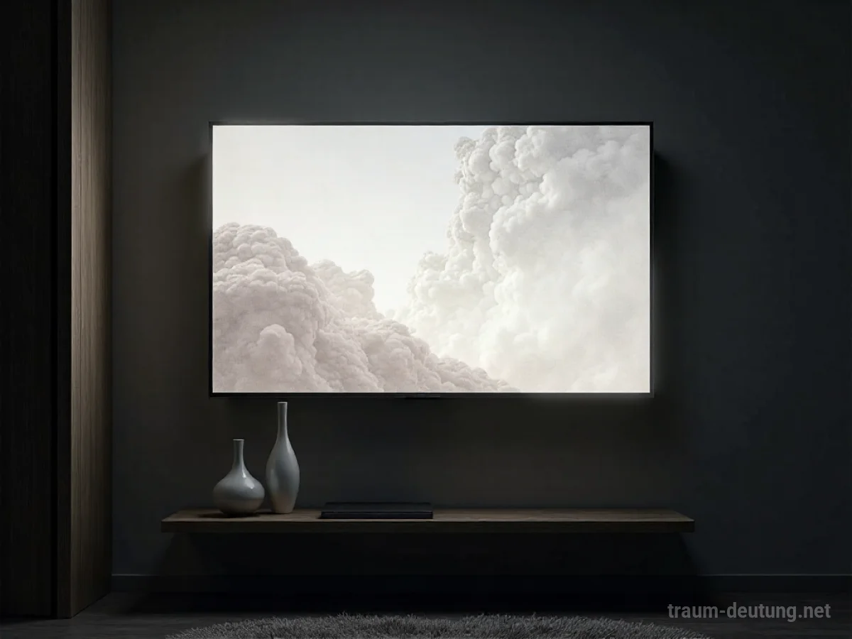 Ein Fernseher, der an einer Wand befestigt ist.