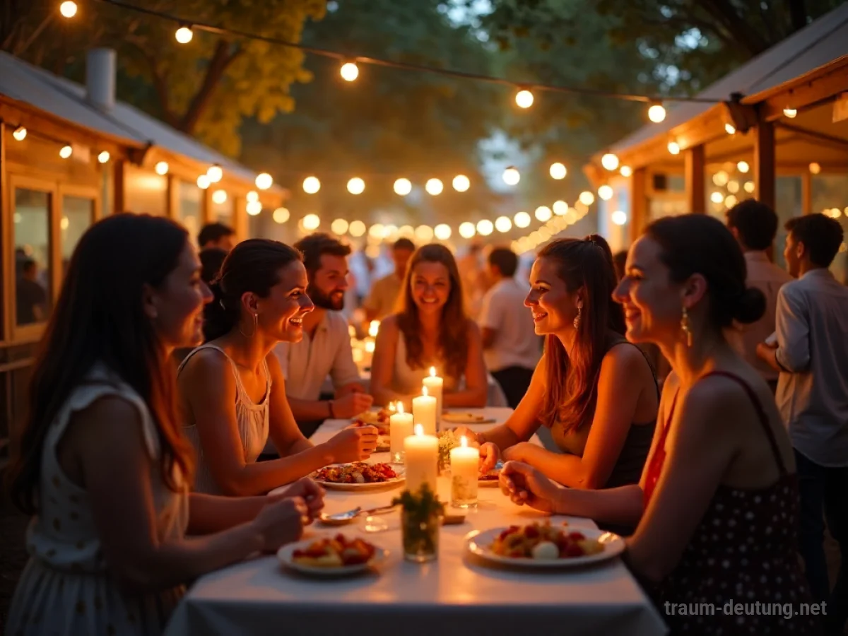 Menschen feiern fröhlich zusammen auf einem Fest