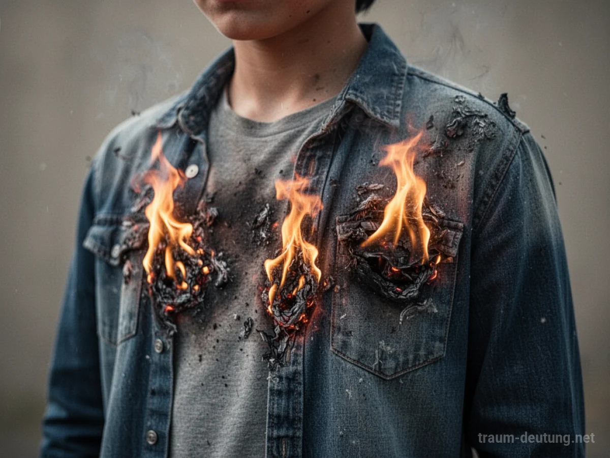 Flammen lodern auf Kleidung, die eine Person trägt.