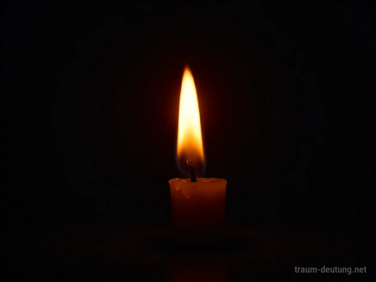 Eine klare, helle Flamme brennt in völliger Dunkelheit ohne Rauch.
