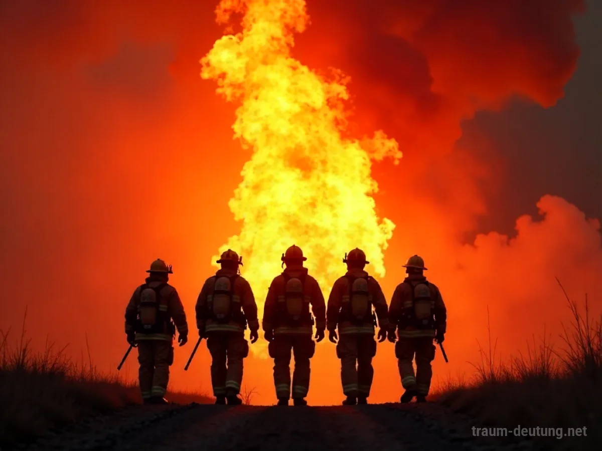 Feuerwehrleute im Kampf gegen Flammen im Traum