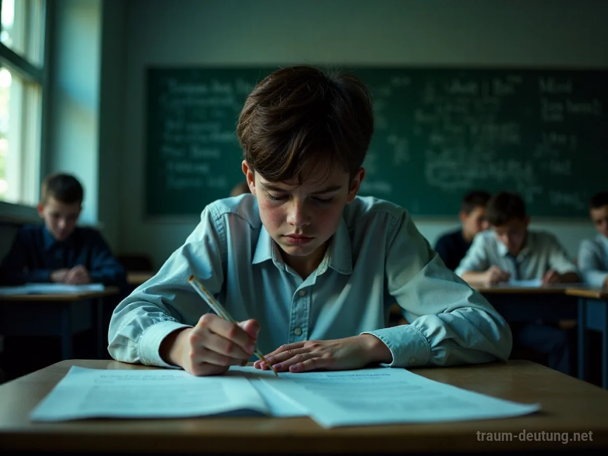 Schüler mit Fieber während einer Prüfung am Schreibtisch