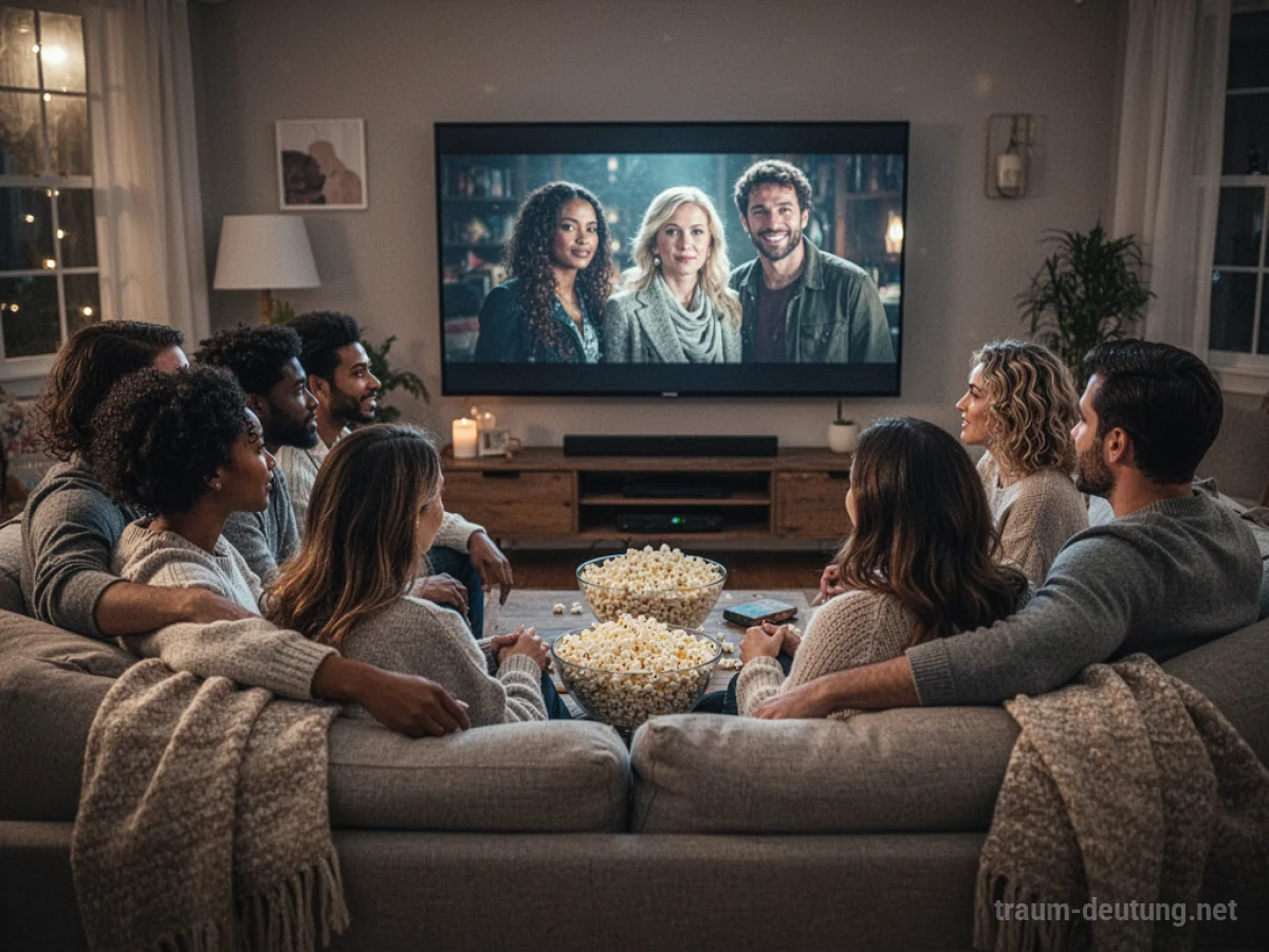 Freunde schauen gemeinsam einen Film auf einer Couch