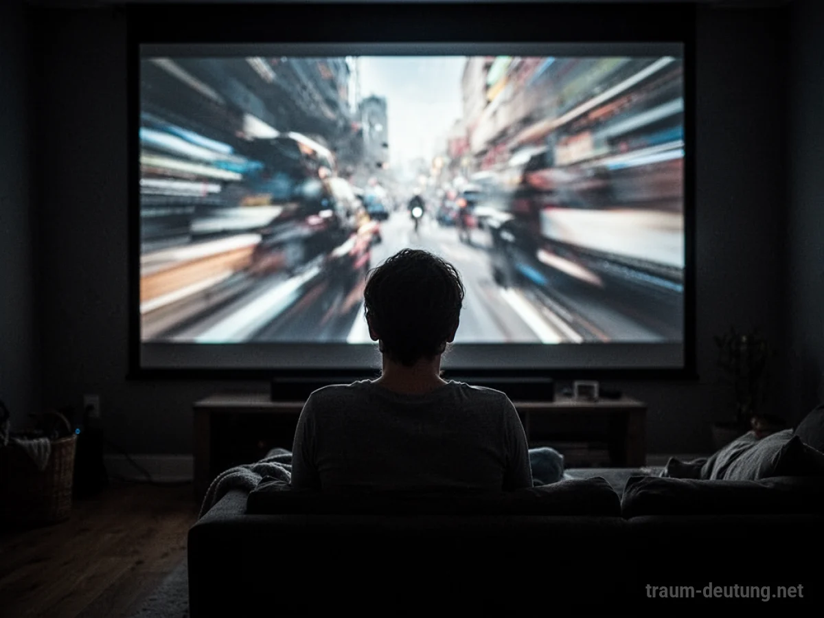 Person schaut auf einen beleuchteten Filmprojektor in einem dunklen Raum