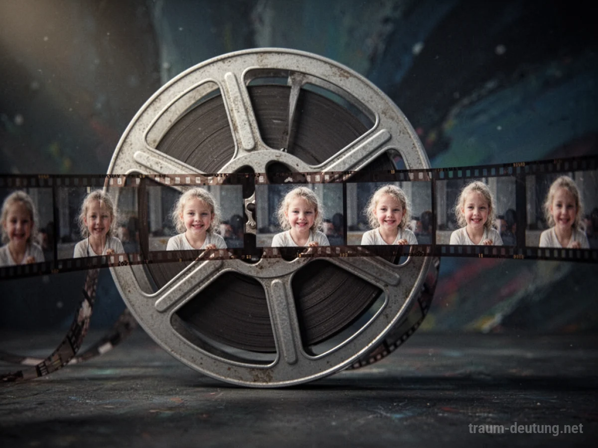Sich wiederholende Filmszene auf einer Filmrolle im Dunkeln