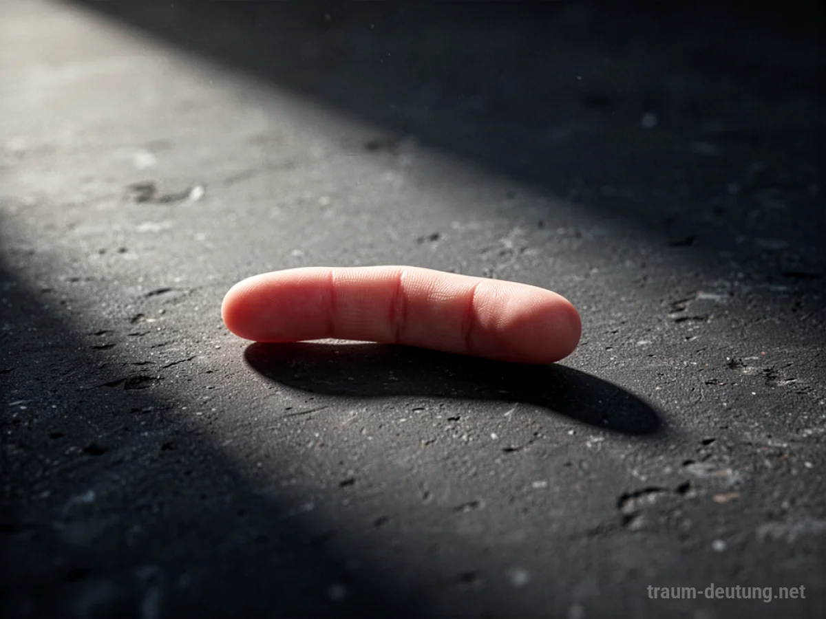 Ein einzelner Finger liegt auf dunklem Untergrund, Schatten betonen die Isolation.