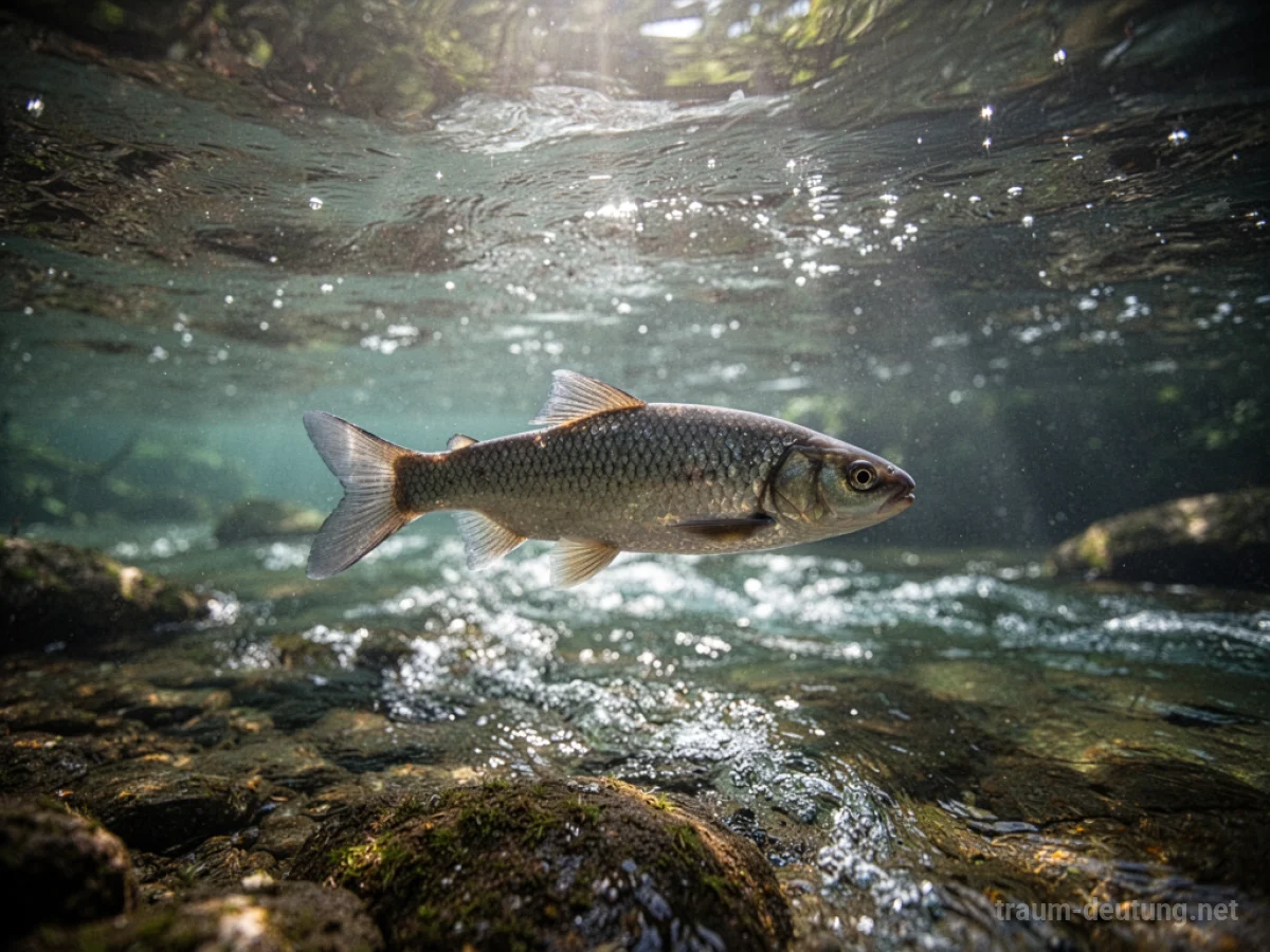 Fisch schwimmt ruhig in einem klaren Fluss.