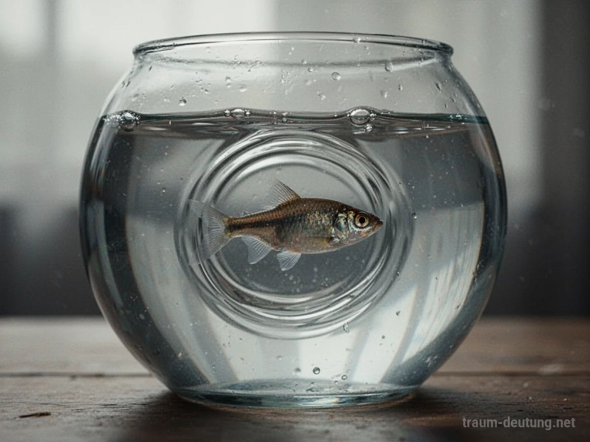 Fisch schwimmt in einem Kreis in einer Wasserschale.