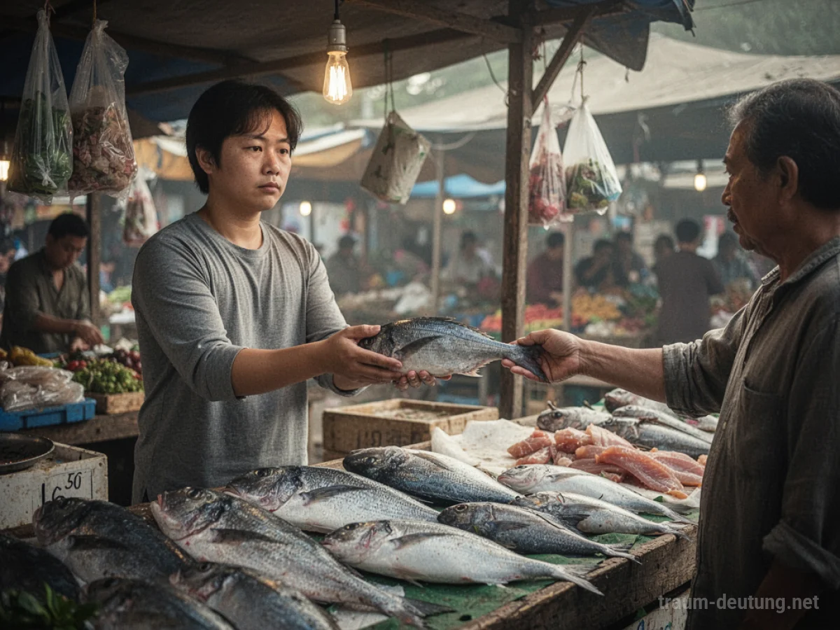Verkauf eines Fisches auf einem Markt