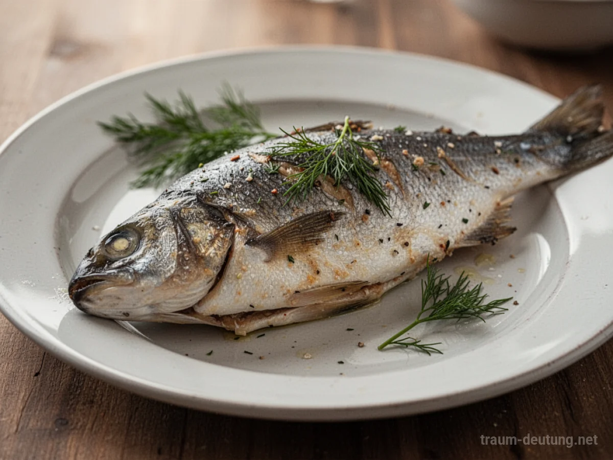 Gekochter Fisch auf einem Teller, bereit zum Essen