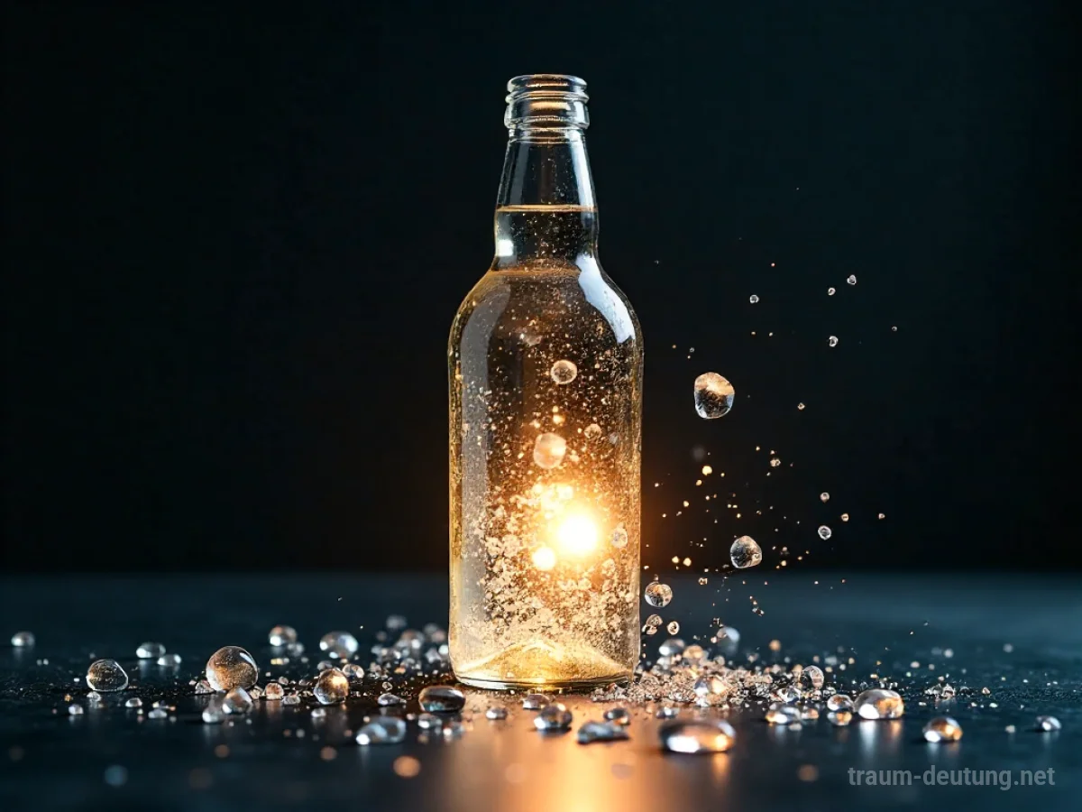 Explodierende Flasche mit hellem Licht im Inneren