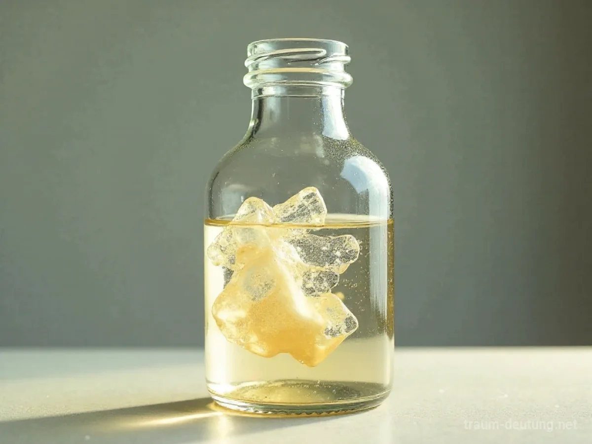 Glasflasche mit wirbelnder, undurchsichtiger Flüssigkeit