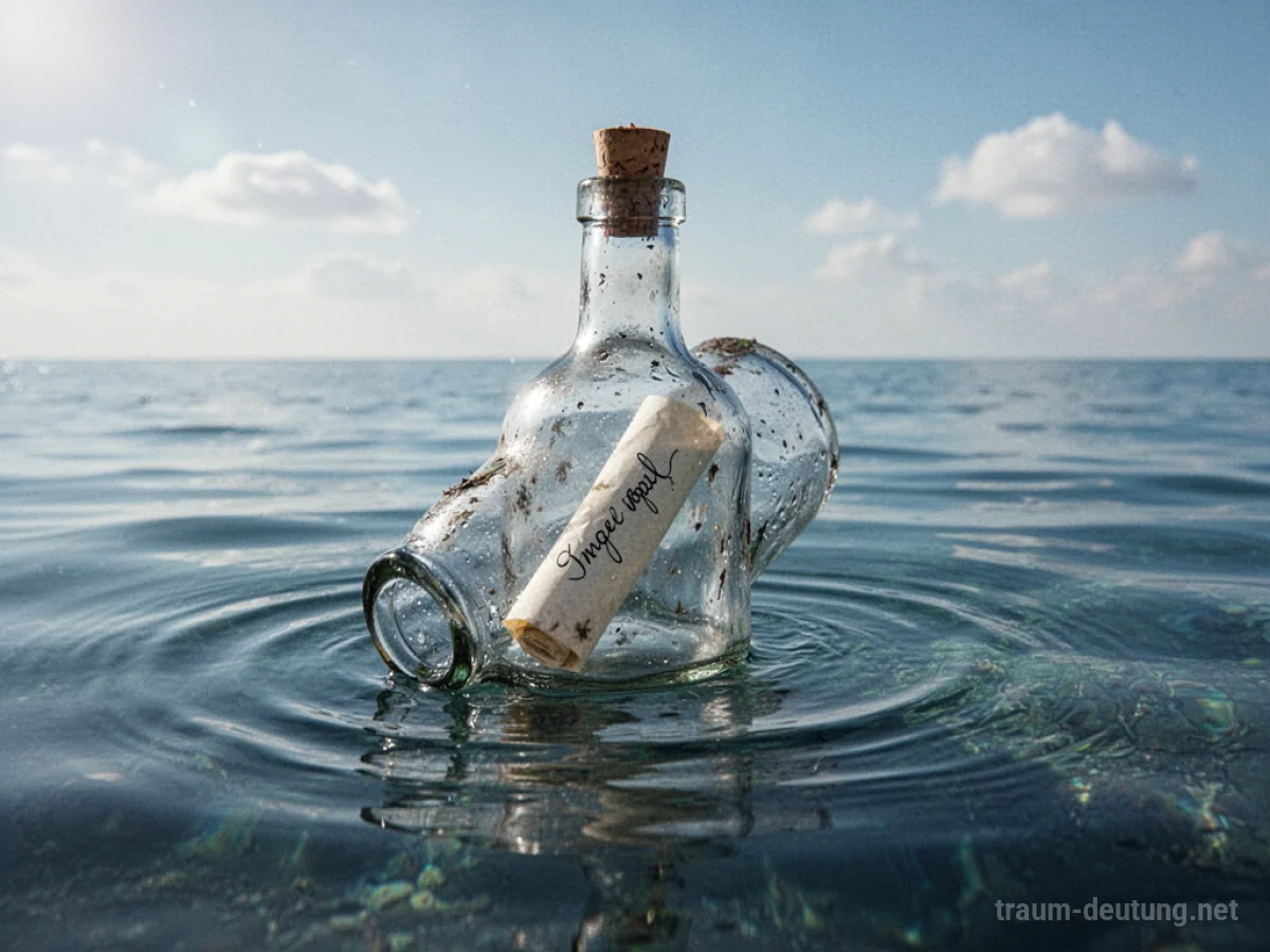 Eine Flasche mit Botschaft im Meer treibend