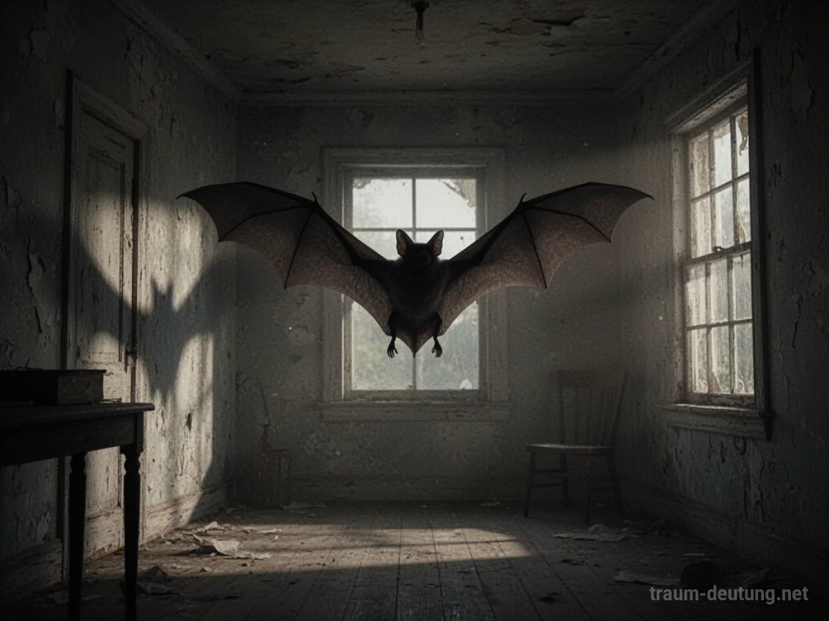 Fledermaus fliegt in einem dunklen Haus
