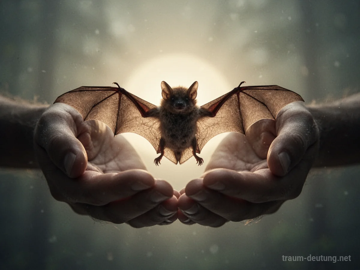Hände halten eine Fledermaus-Silhouette