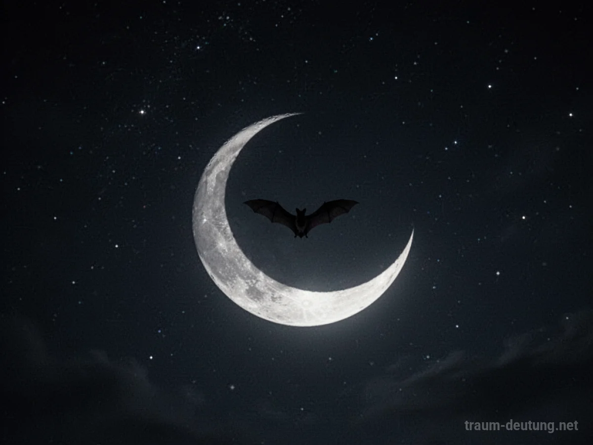 Silhouette einer Fledermaus im Mondlicht am Nachthimmel