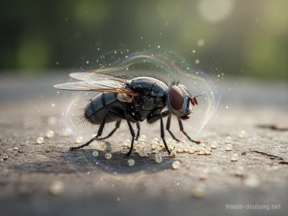 Fliegen legen Eier auf einer Oberfläche