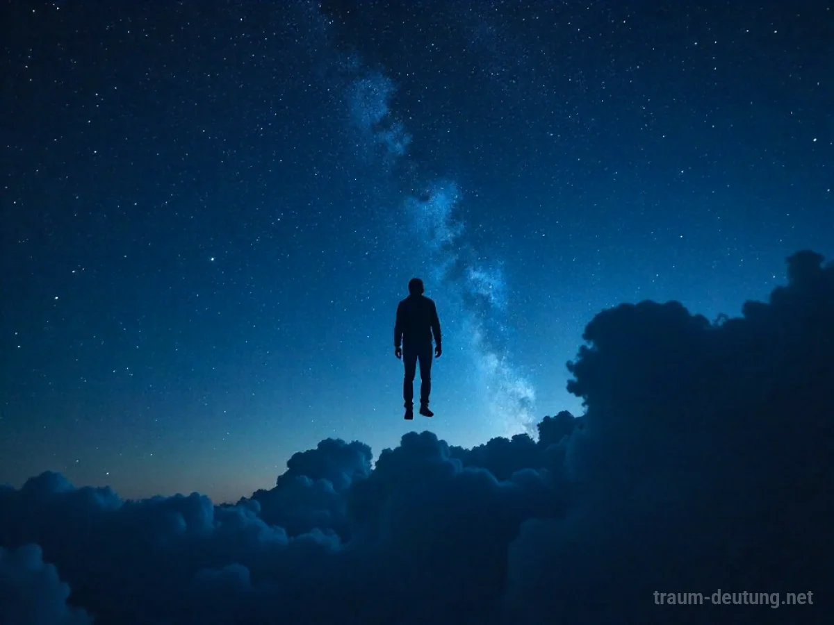 Eine schwebende Silhouette, die sich durch den Nachthimmel bewegt und teilweise durchscheinend ist.