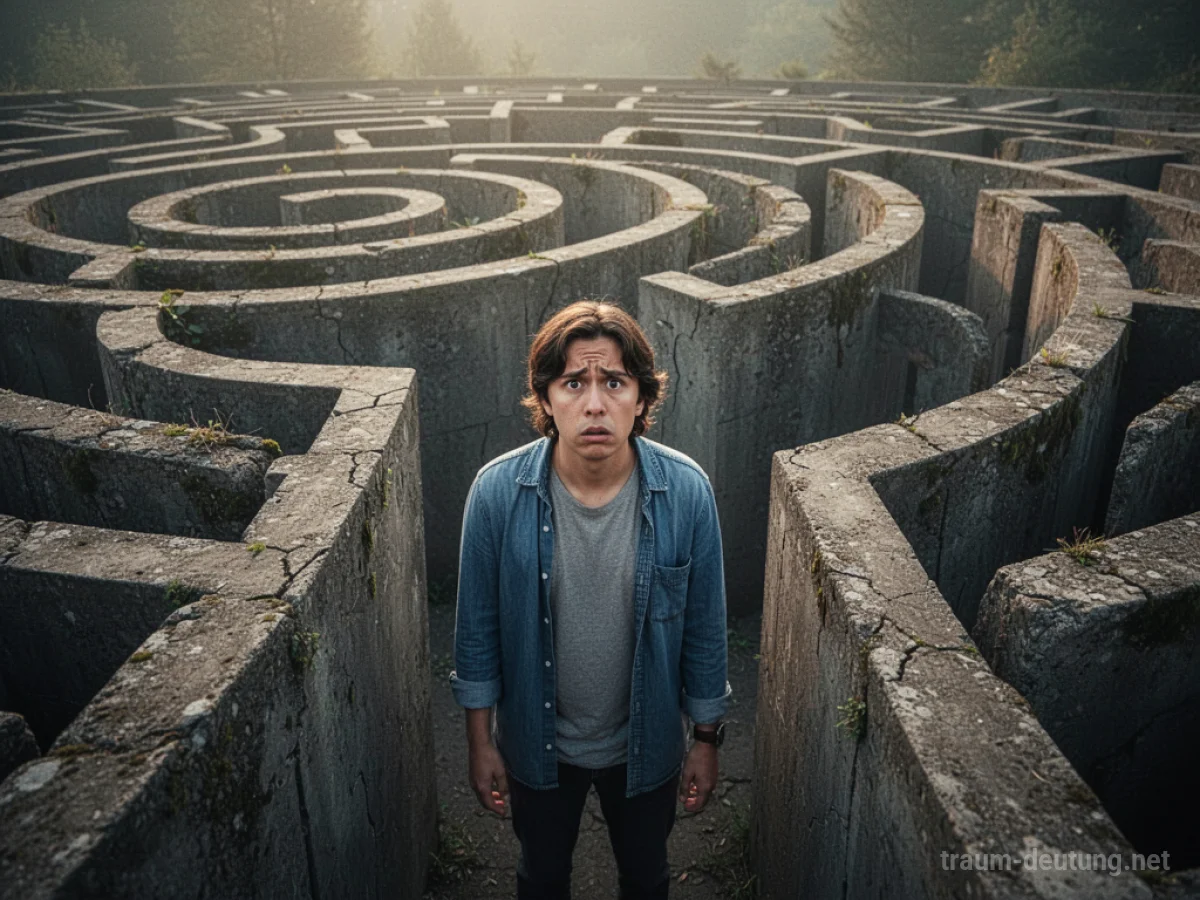 Person steht verwirrt in einem komplexen Labyrinth.