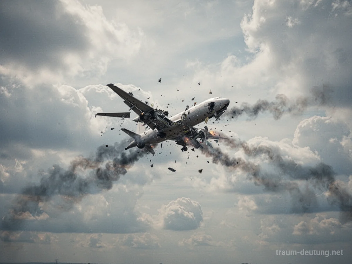 Flugzeug im Sinkflug, das sich über den Wolken auflöst