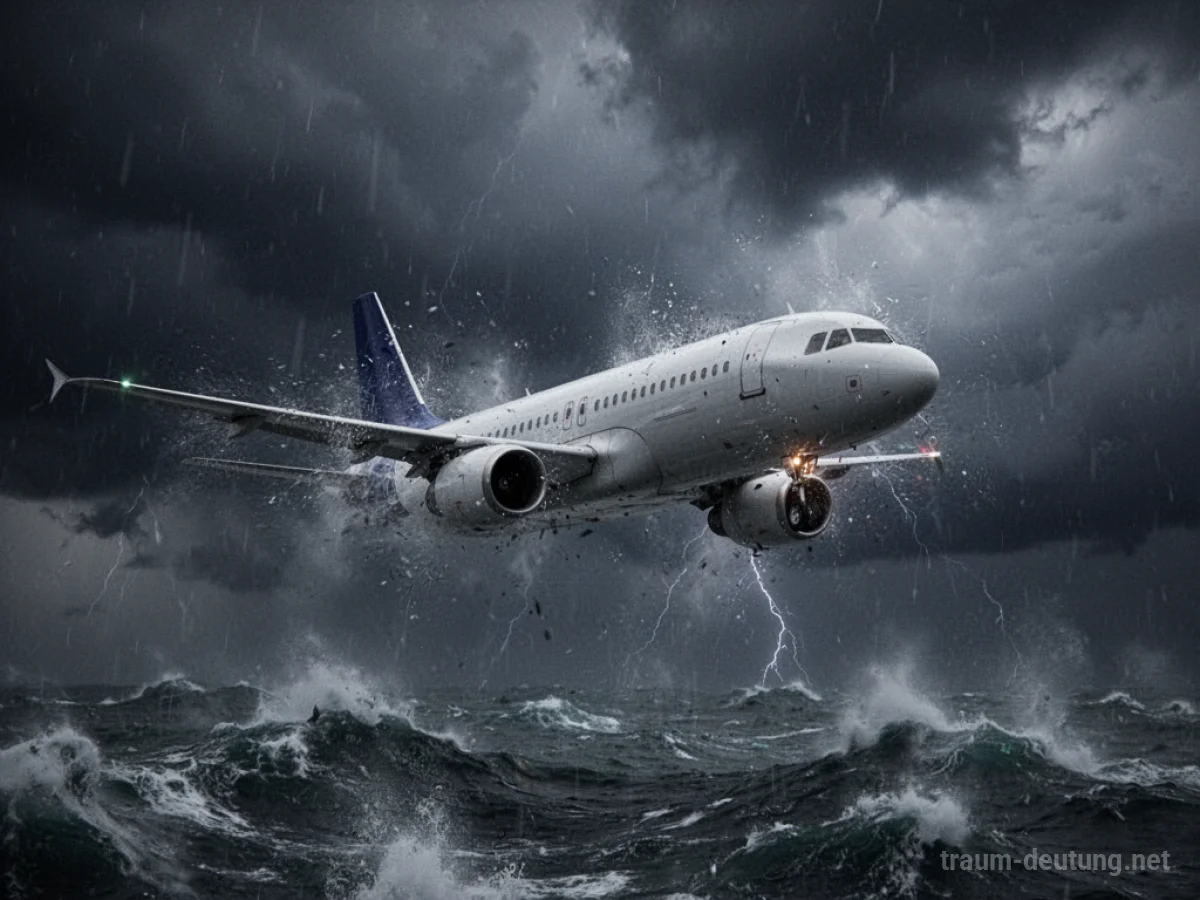 Flugzeug fliegt durch starken Sturm mit sichtbaren Turbulenzen