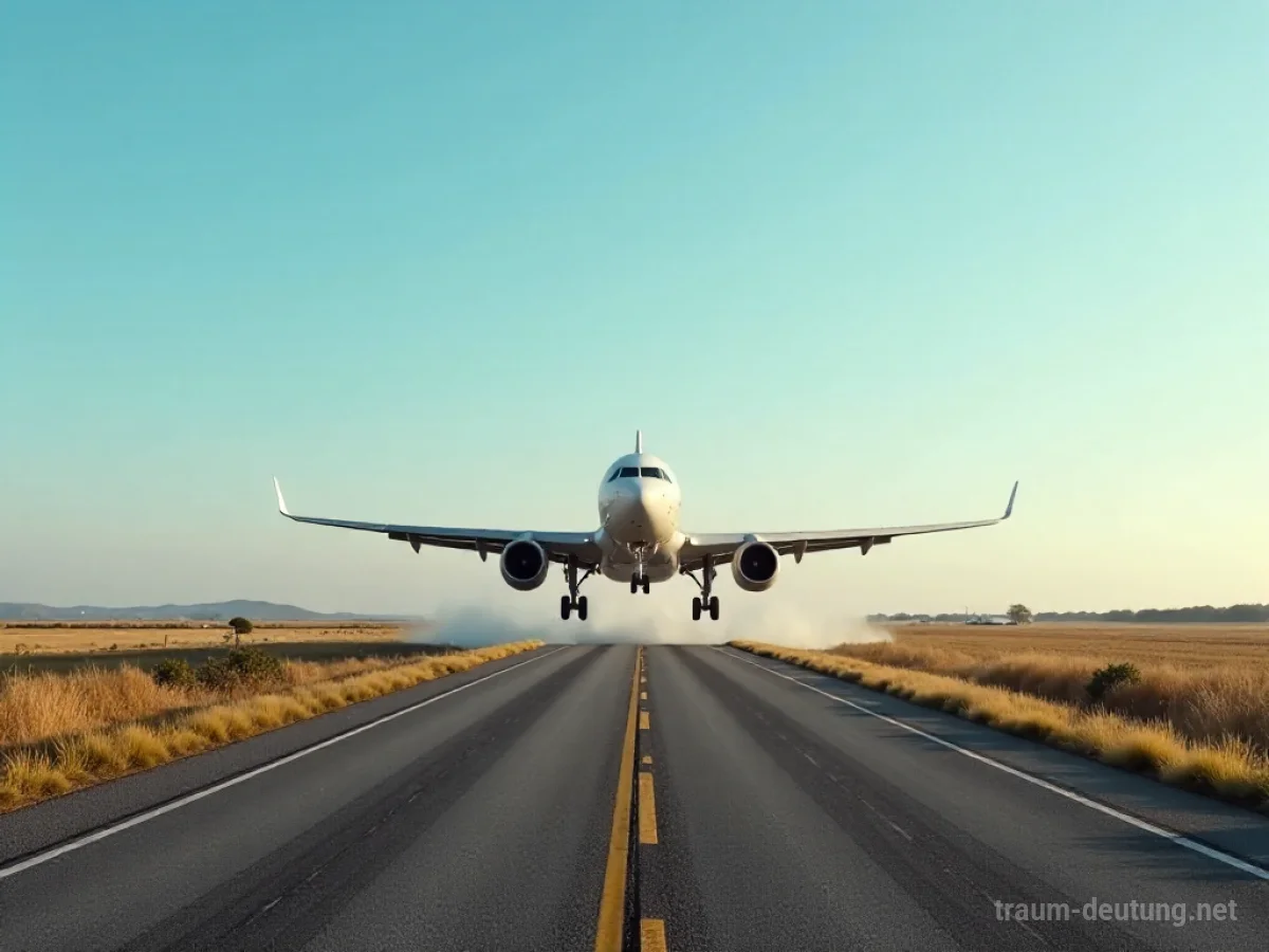 Ein Flugzeug ist auf einer Straße gelandet, umgeben von Feldern.