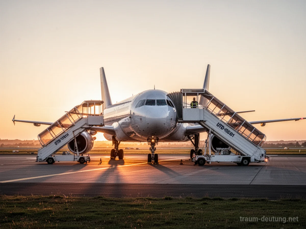 Flugzeug steht bereit auf der Startbahn im Morgenlicht
