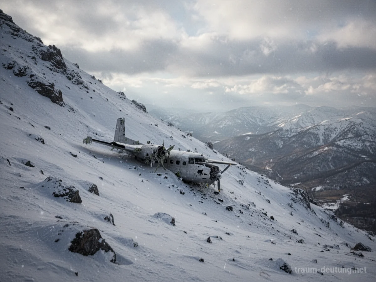 Flugzeugabsturz-Wrack in einer abgelegenen Berglandschaft