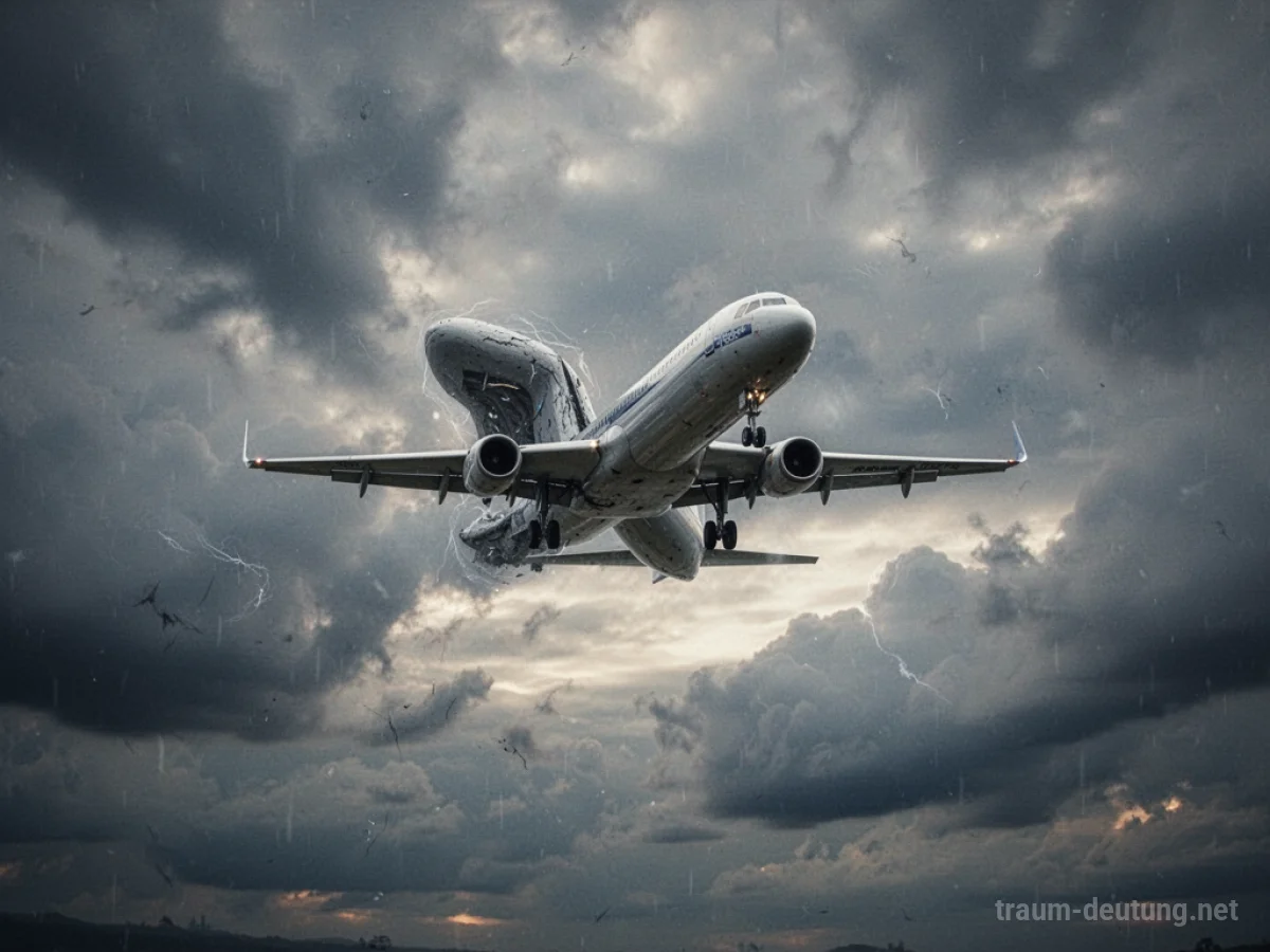 Flugzeug im langsamen Sinkflug am Himmel