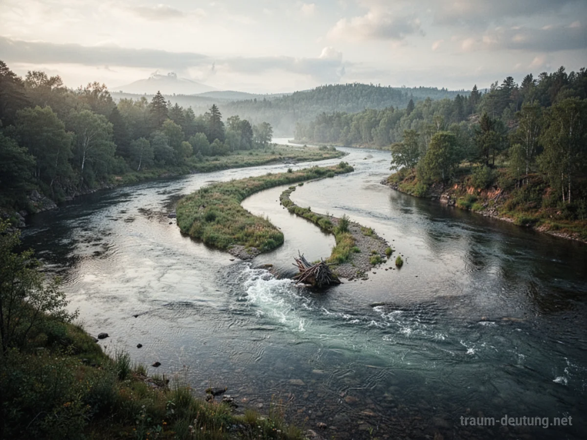 Fluss, der seinen Lauf ändert und eine neue Richtung einschlägt
