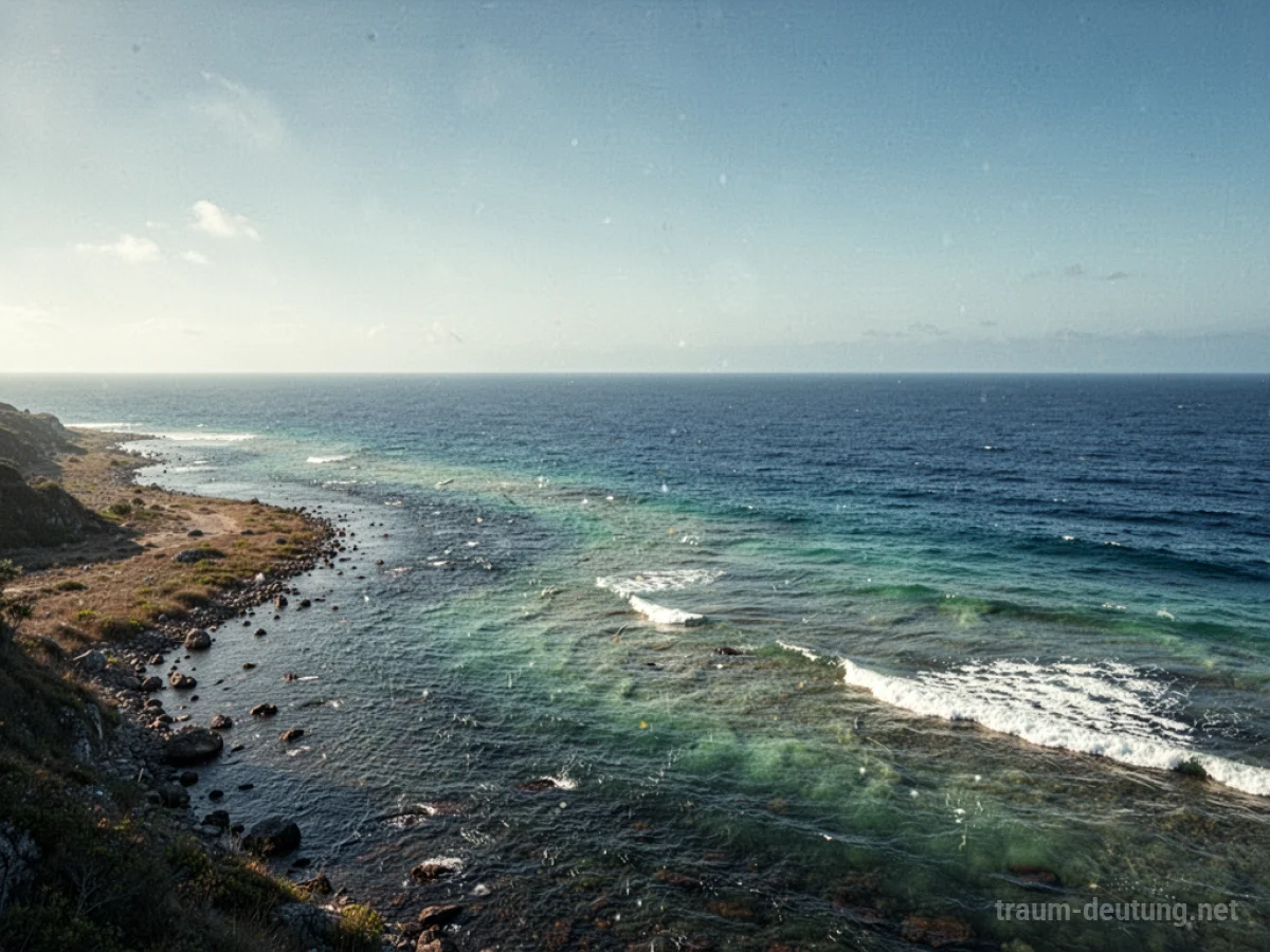 Ein Fluss mündet in ein weites Meer.