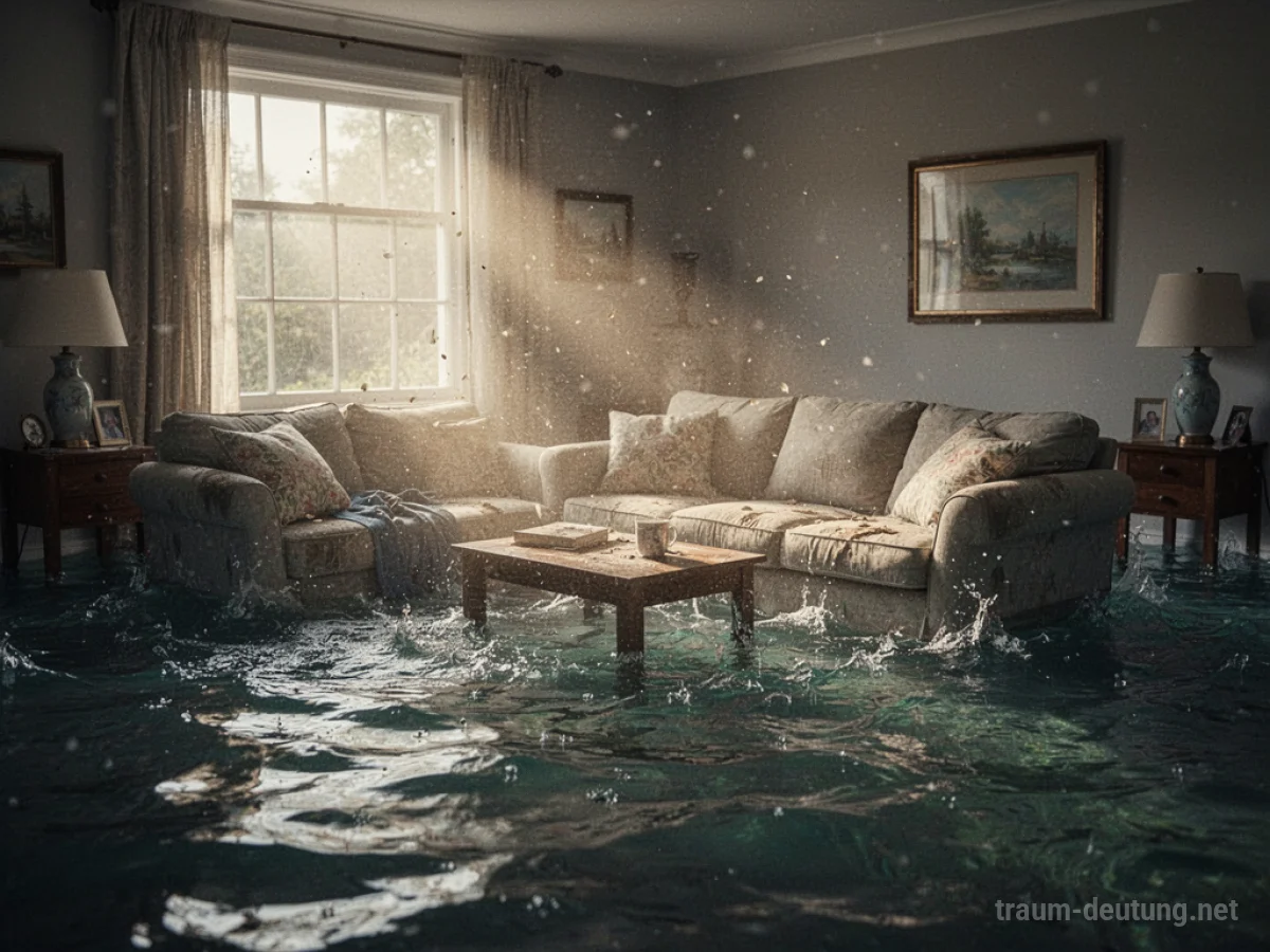 Flut in der Wohnung mit steigendem Wasserpegel