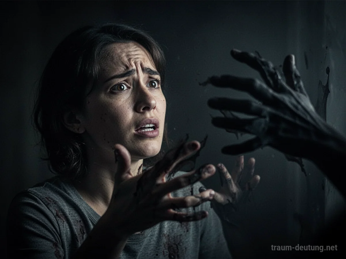 Abstrakte Schattenfinger, die sich einer Person nähern