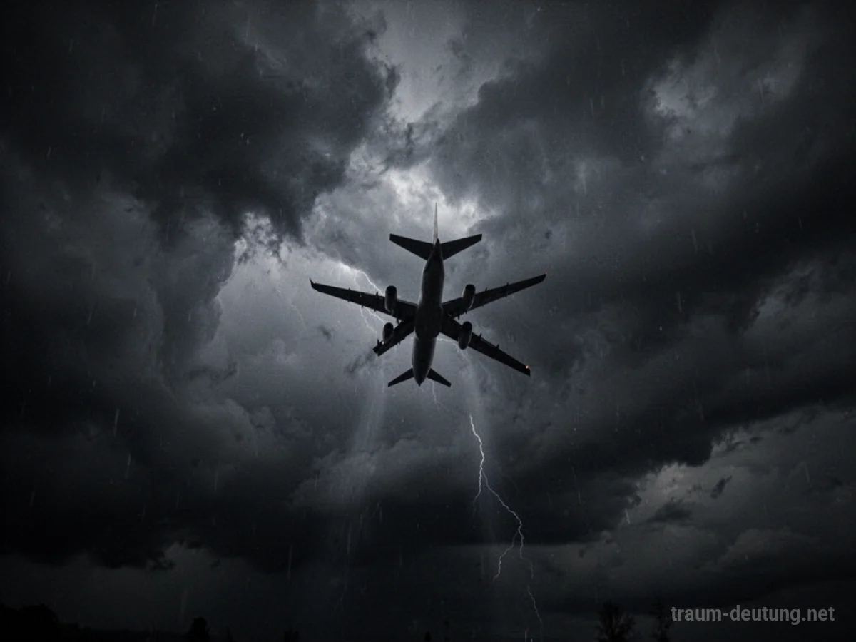 Ein fremdes Flugzeug stürzt in einem dunklen Himmel ab.