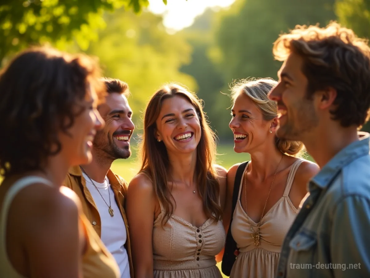 Gruppe von Freunden teilt Lachen und Freude im Freien