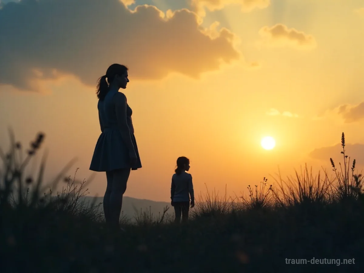 Silhouette einer Frau, die einer anderen Frau im Traum distanziert gegenübersteht.